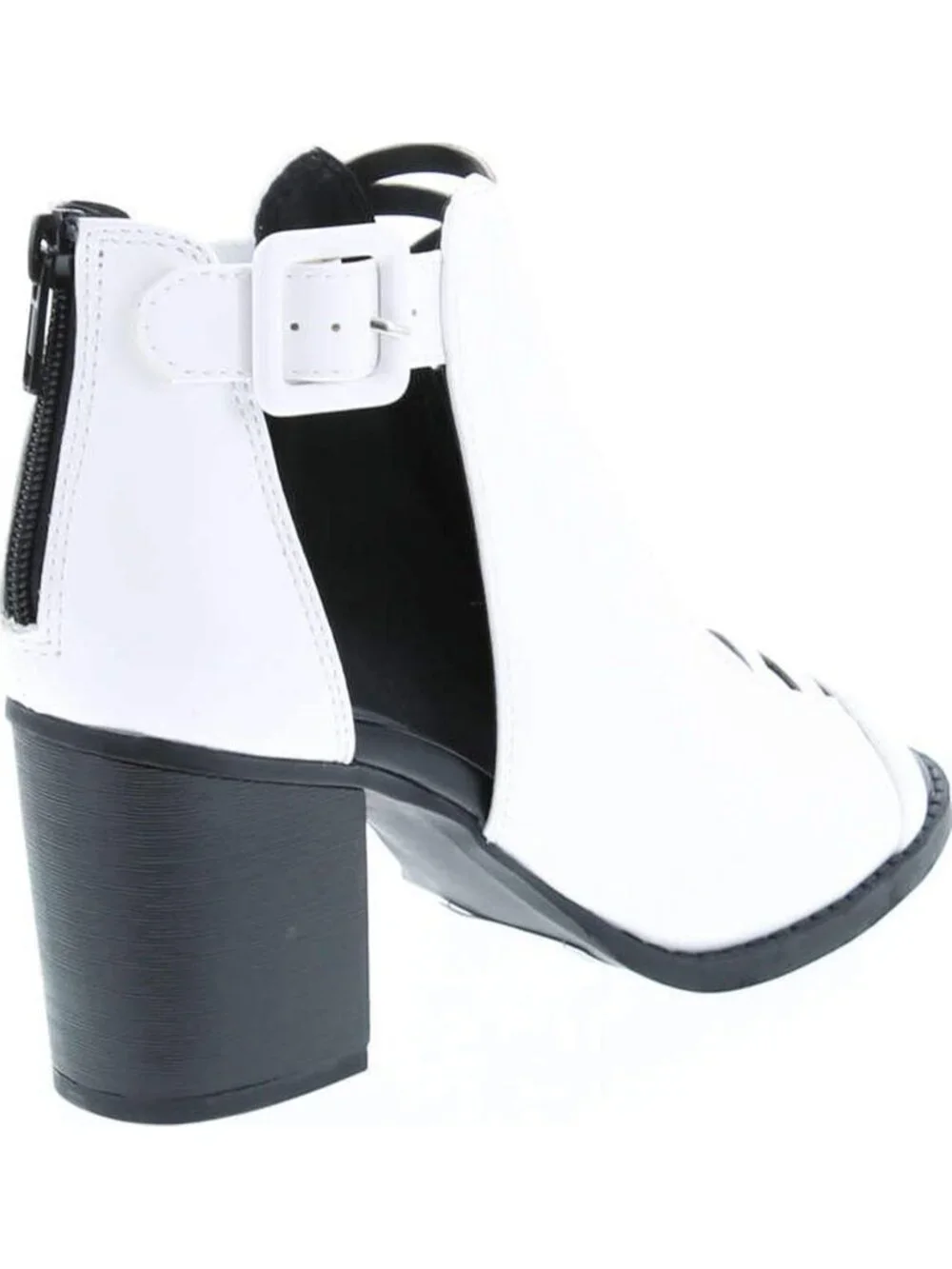 Women's White Pu Leather Open Toe Crisscross Strap Back Zipper High Heel Sandals
